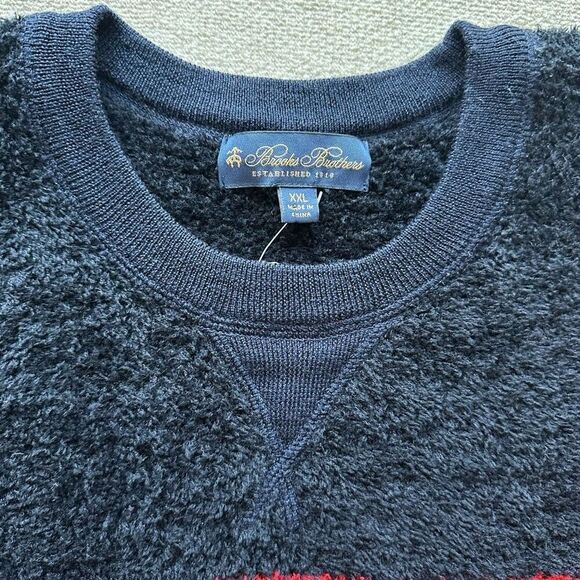 NWT Brooks Brothers Navy Red‎ Stripe Wool Blend Sweater Size XXL - Picture 4 of 7